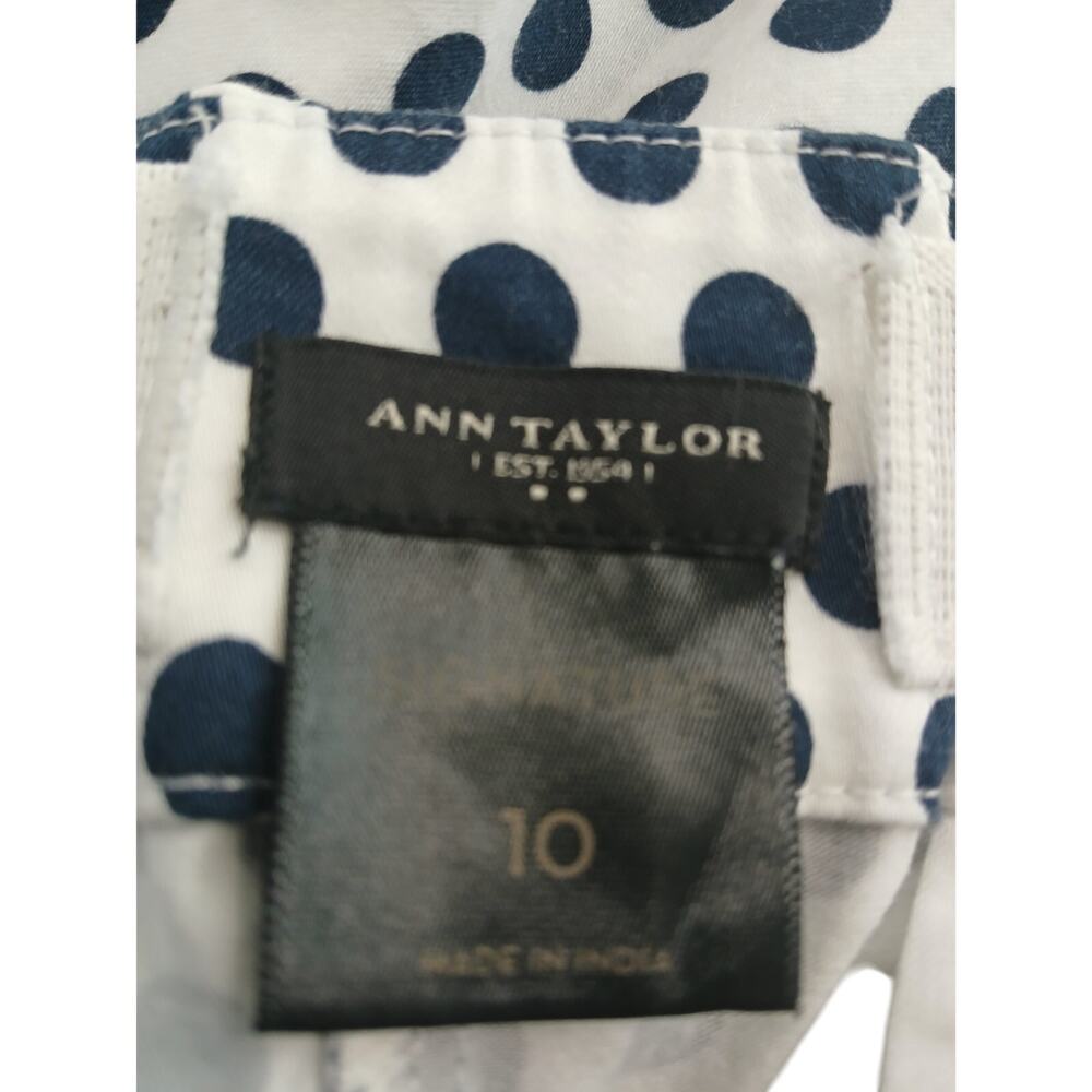 Ann Taylor Dark Navy White Polka Dots  Crop Pants 10 - Picture 7 of 9
